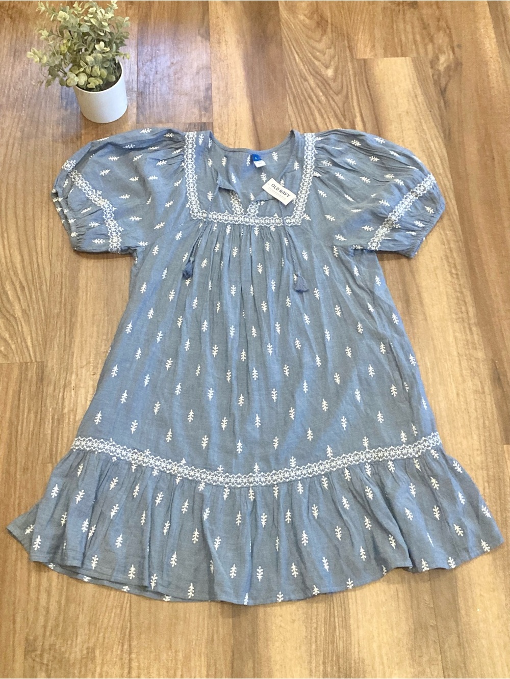 Old Navy Light Blue Embroidered Cottage Core Dress - Picture 2 of 7